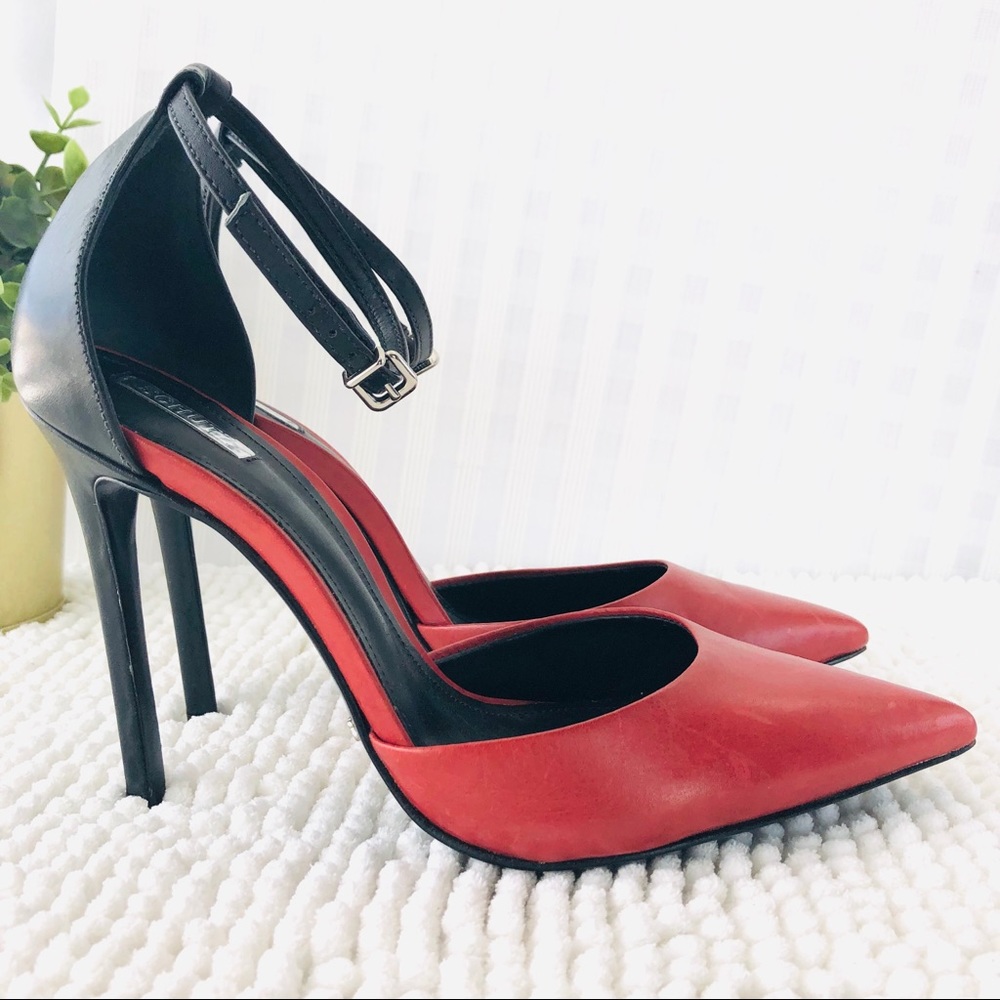 Schutz pumps color block red and black leather 9 B - Picture 4 of 8